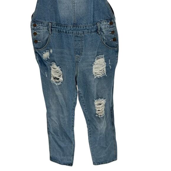 Mod Ref Boyfriend Distressed Denim Overalls bibs artsy school festival size S - Picture 4 of 8